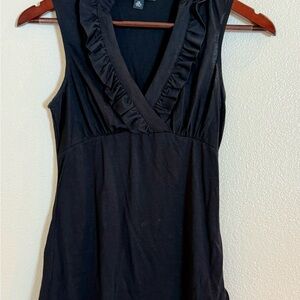 Banana Republic Black Ruffled V-Neck Blouse